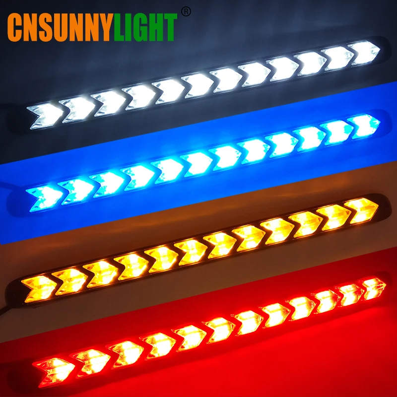 CNSUNNYLIGHT Waterproof Arrow LED DRL Sequential Turn Signal For Car White Front Daytime Running Light Amber