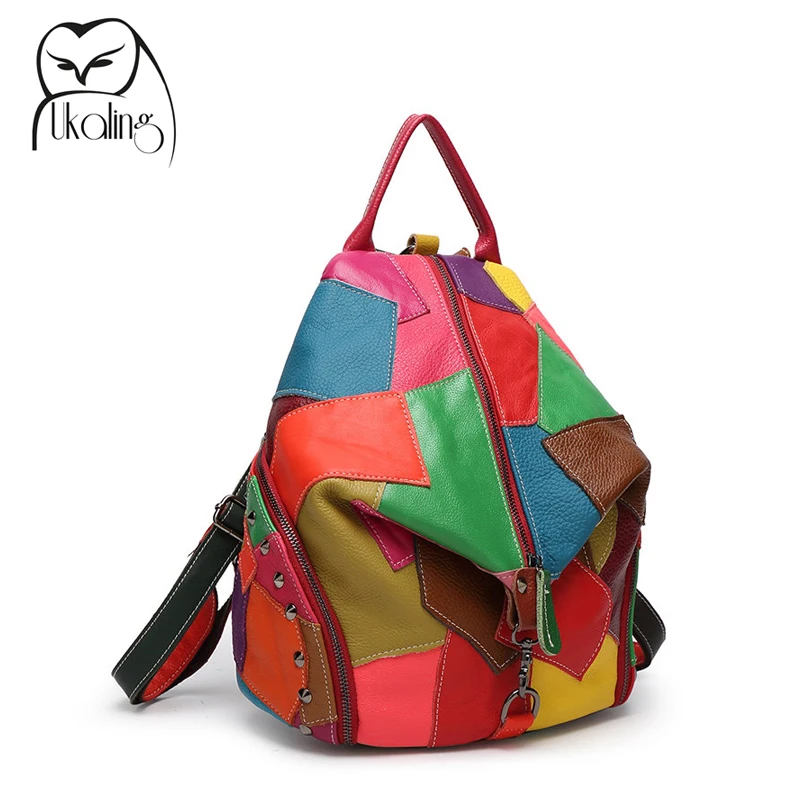 www.bagssaleusa.com/product-category/speedy-bag/ : Buy UKQLING 2017 Patchwork Split Leather Bag Womens Backpack Cowhide Backpack ...