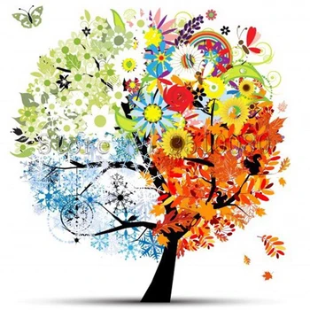 

The tree with four seasons room decor Embroidery Pattern diamond 5D DIY paintings 3D Cross stitch kits mosaic wall stickers