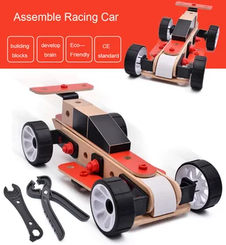 

DIY Toy Assembly Construction Jigsaw Puzzle Handmade Educational Woodcraft Set Racing Car Model Kit Toy 3D