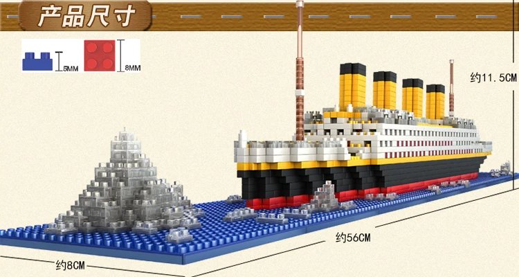 1860 pcs NO match legoeings RS titanic cruise ship model boat DIY building Diamond Blocks Kit children kids toys Christmas gifts