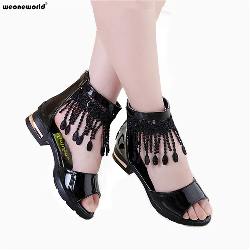 WEONEWORLD/новые детские сандалии для девушек сандалии летние модные детские сандалии принцессы с милыми кисточками обувь для девочек размер 27-37