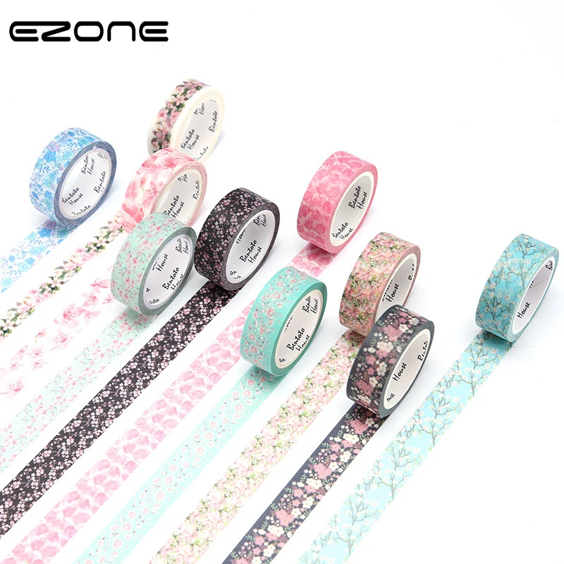 

EZONE Cute Washi Tape Romantic Cherry Blossoms Decorative Adhesive Masking Tapes School Office Supply Sticker School Stationery
