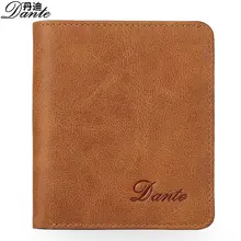 Mini Vintage Wallets Genuine Cow Leather Mens Wallet Card Holder Dante Luxury Brand Brown Khaki Short MAN Coin Purse Gift
