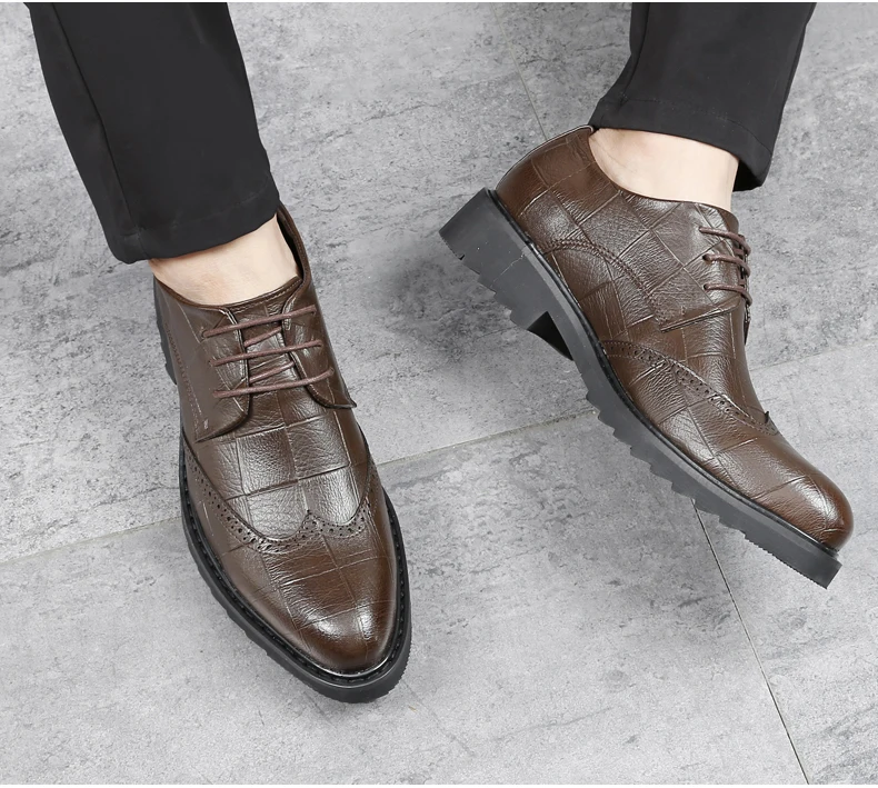 Men's Leather Casual Shoes' Formal Office Men Shoes Luxury Brand Leather Oxford Dress Shoe Lace-Up Oxford Shoes For Men Casual (7)