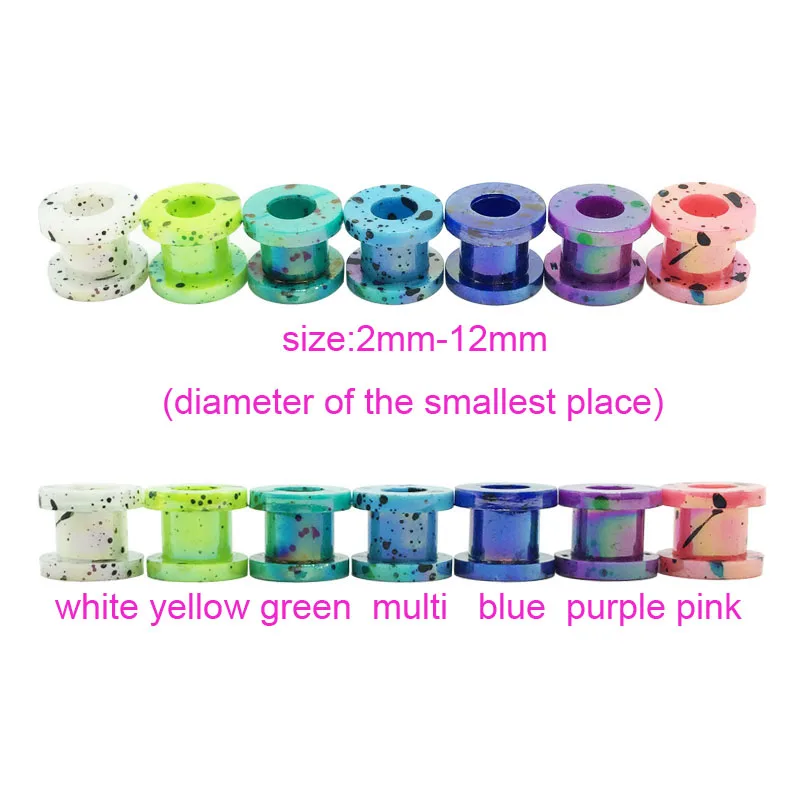 1pair Colorful Ear Plugs And Tunnels For Men Women Expanders 1pair Colorful Ear Plugs And Tunnels For Men Women Expanders Acrylic Tapers 2mm 12mm Body Piercing Jewelry Gauge Kit New