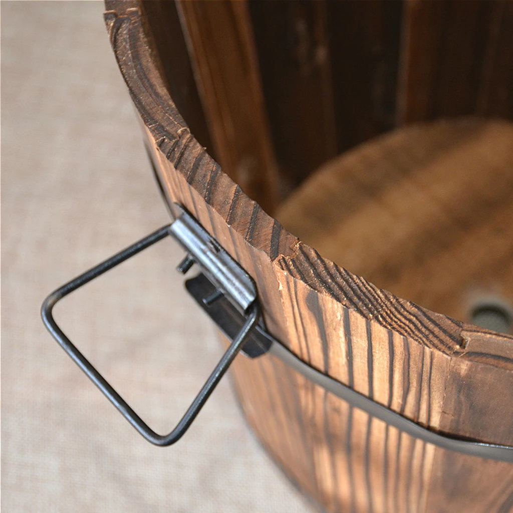 High quality Wooden Bucket Pot Flower Planter Barrel Patio Garden Outdoor Home Decor #1 S