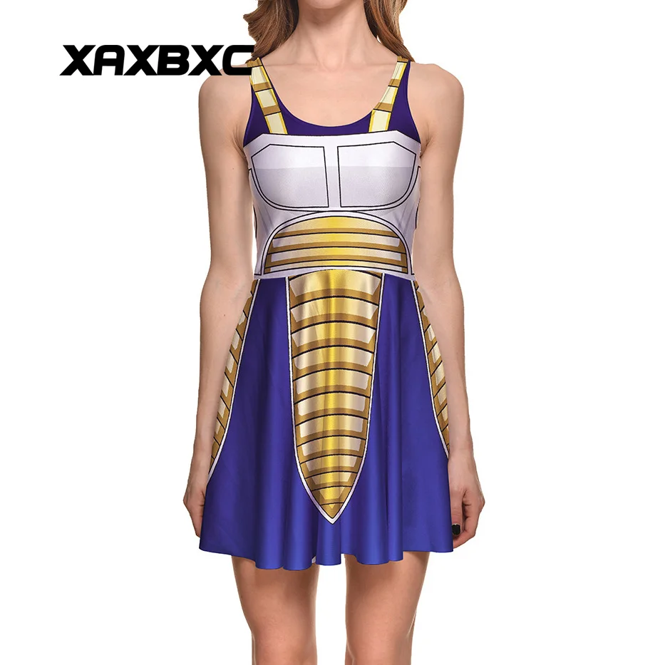 Xaxbxc 1306 Sexy Girl летние платья Dragon Ball Вегета Косплэй принты рукавов приталенное