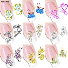 AddFavor 2 листа наклейки для дизайна ногтей цветок бабочка длинная наклейка "виноград" украшения Маникюр DIY обертывания инструменты аксессуары для ногтей