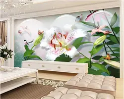 Beibehang заказ росписи обоев небольшой свежий цветок лилии и птица живопись рельеф росписи фоне стены декоративные 3d обои