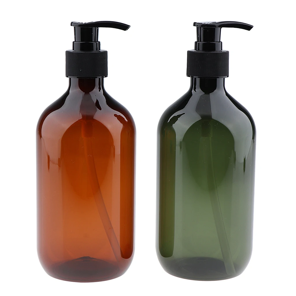 

2Pcs 16oz Pump Bottles Refillable Empty Durable Plastic Shampoo Conditioner Set Bathroom Liquid Bottle Travel Dispenser