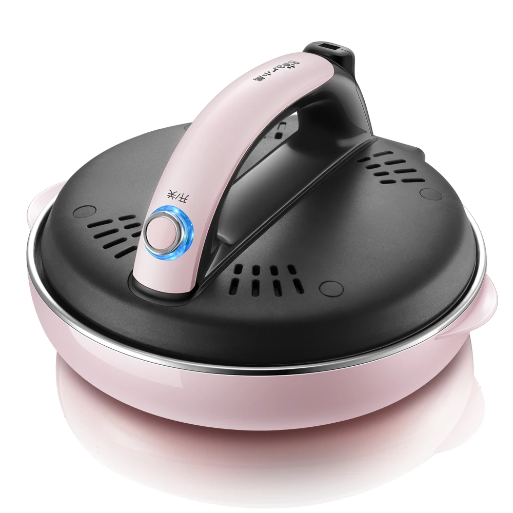 

Pink Automatic Nonstick Stainless Steel Crepe Makers Mini Pancake Machine Household Electric Baking Pan with Metal Stent