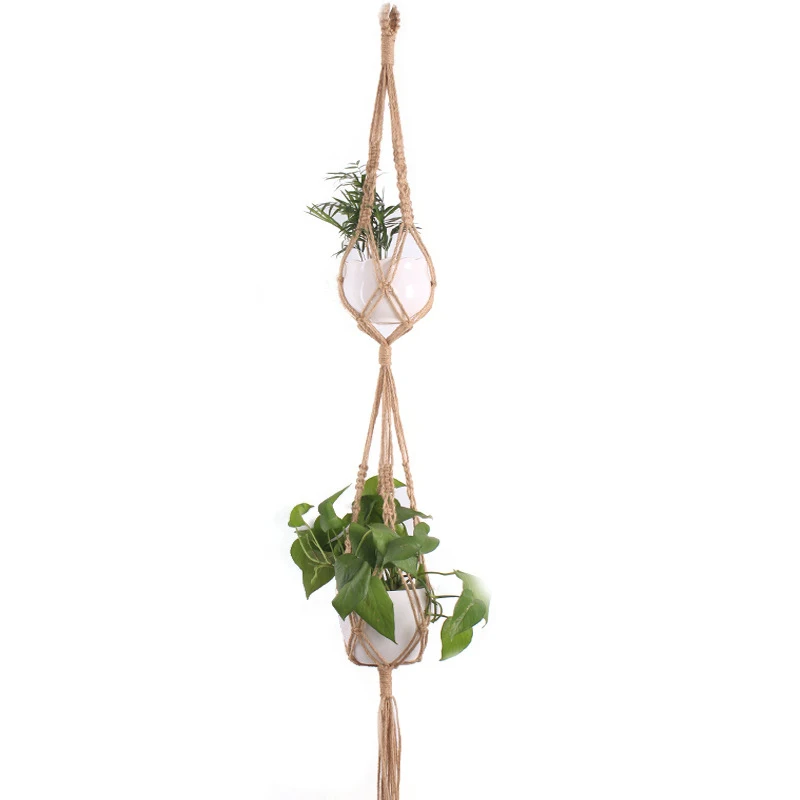 Handmade Plant Hanger raided Rope Macrame Hook Flower Pot Holders Hanging Basket Garden Home Decoration Flower Display