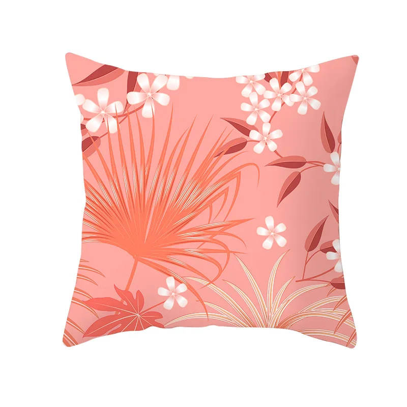 Lychee Coral Series Printed Pattern Pillow Cases Colorful Polyester Peachskin 45x45cm Pillow Cases For Bedroom Home Office