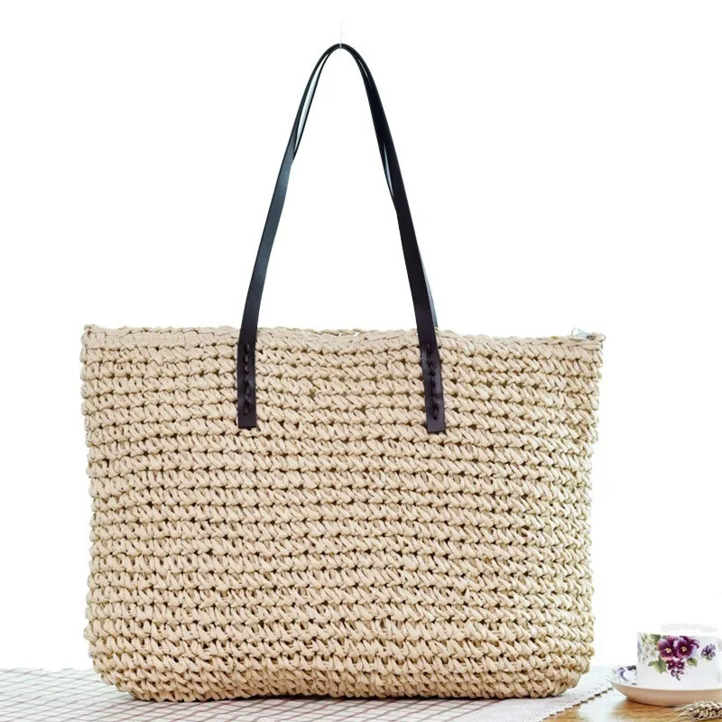 

Handmade Straw Women Shoulder Bag Summer Bohemia Beach Bag Fashion Rattan Woven Large Capacity Tote Bags Women's Handbag
