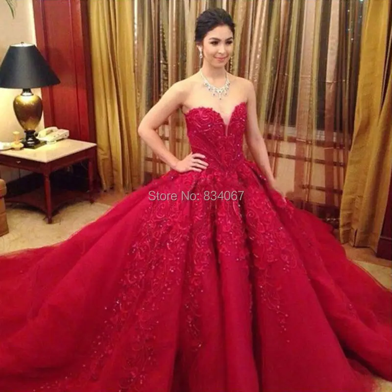 Back Lace Up Beautiful Ball Gown Red Wedding Dress 2016 Vestido De Back Lace Up Beautiful Ball Gown Red Wedding Dress 2016 Vestido De Noiva Sweetheart Bridal With Liques Casamento In Dresses From