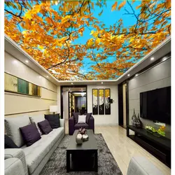 Beibehang современный минималистский интерьера обои небо белые облака осенние листья потолок Зенит задний план 3d