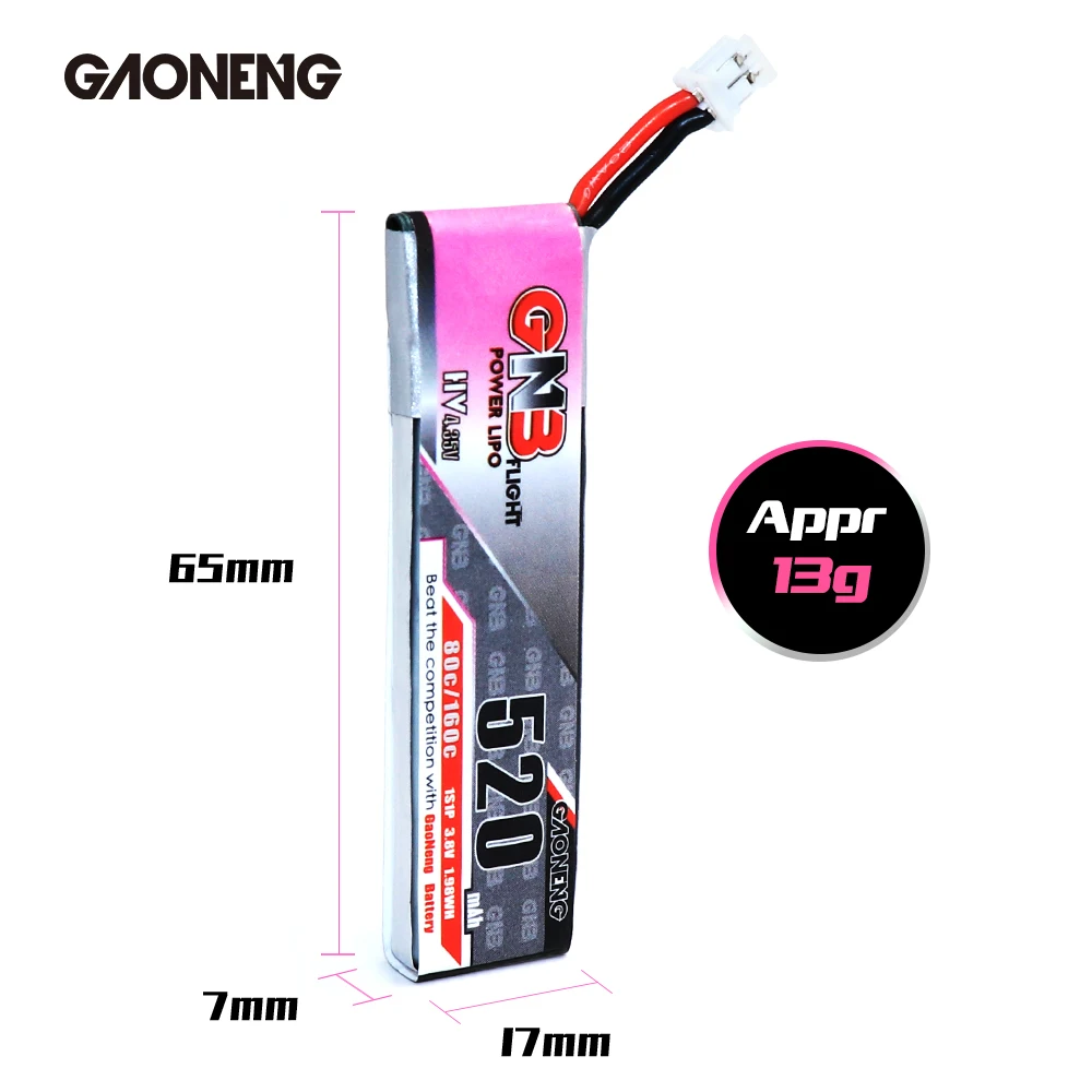 5 шт Gaoneng GNB 520mAh 3,8 V 80C/160C 1S HV 4,35 V Lipo батарея с разъемом PH2.0 для Emax Tinyhawk Kingkong LDARC TINY7 RC запчасти