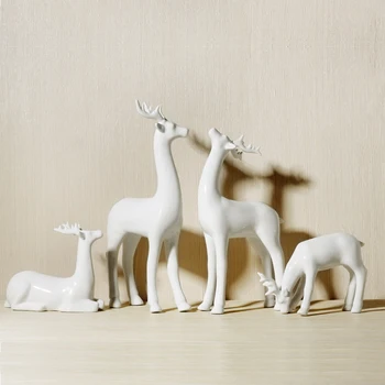 

WARM TOUR Table Art Decoration Ceramic Crafts X'max White Deer Figurines Ornaments Home Office Stylish Living/ Study Room -C