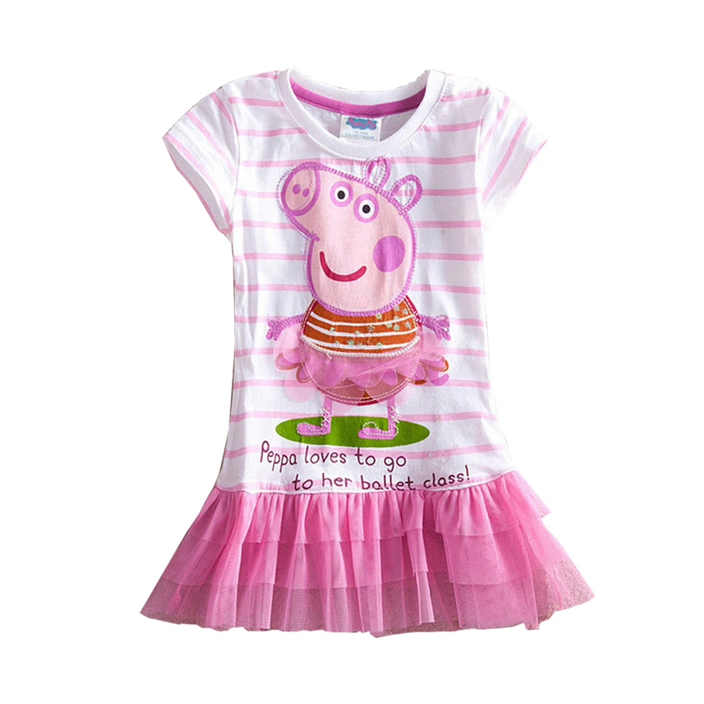 

new summer kids cute pig Pepe dress cotton gauze princess dress tide