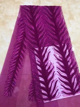 

African Laces Fabrics 2019 High Quality Lace Embroidered Nigerian Velvet Lace Fabrics For Party French Net Lace Fabric X11
