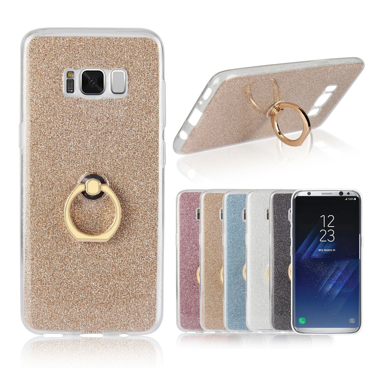 Ring Glitter Bling Case For Samsung Galaxy S8 Plus Cute Candy Cover Gel TPU Phone Bags Cases |