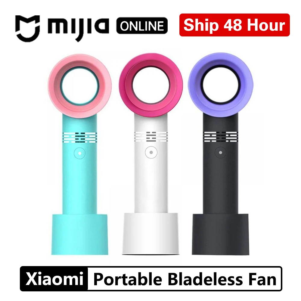 

Xiaomi Mijia Protable Handheld Cooling Bladeless Fan LED Indicator With 3 Speed Level Rechargeable Quiet USB Mini Leafless Fan
