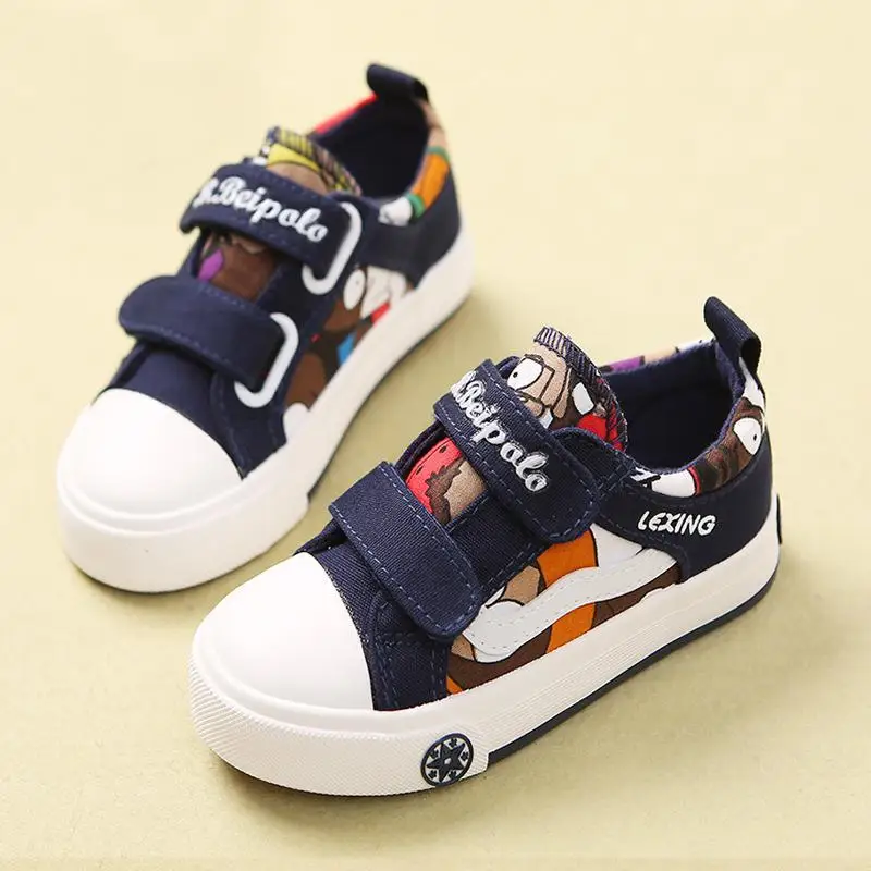 

New Children Girls Sport Canvas Shoes Spring Boys Sneakers Brand Breathable Kids Casual Outdoor Student Blue Flat Running Shoes