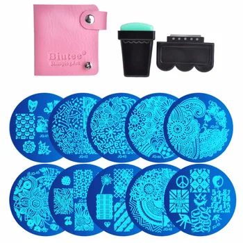 

10 Nail Plates +1 Stamper + 1 Scraper + Storage Bag Nail Art Image Stamp Stamping Plates Manicure Template Nail halloween Design