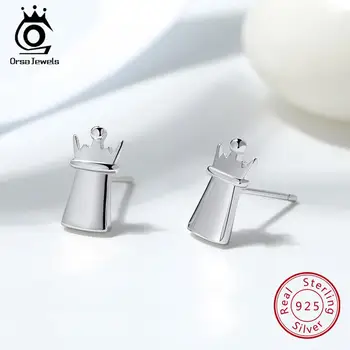 

ORSA JEWELS Solid 925 Sterling Silver Female Queen Stud Earrings Vintage Style Chess Women Earrings For Party Jewelry SE135