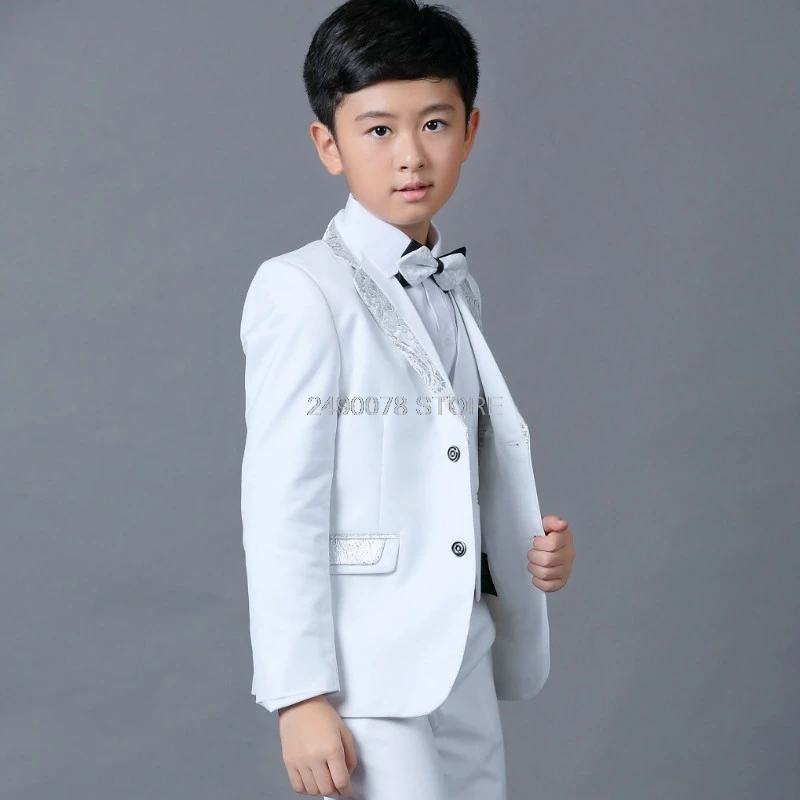 

Flower Boys White Wedding Blazer Suit School Kids Piano Prom Ceremony Formal Suit Boys Birthday Party Tuxedo Costume Suit