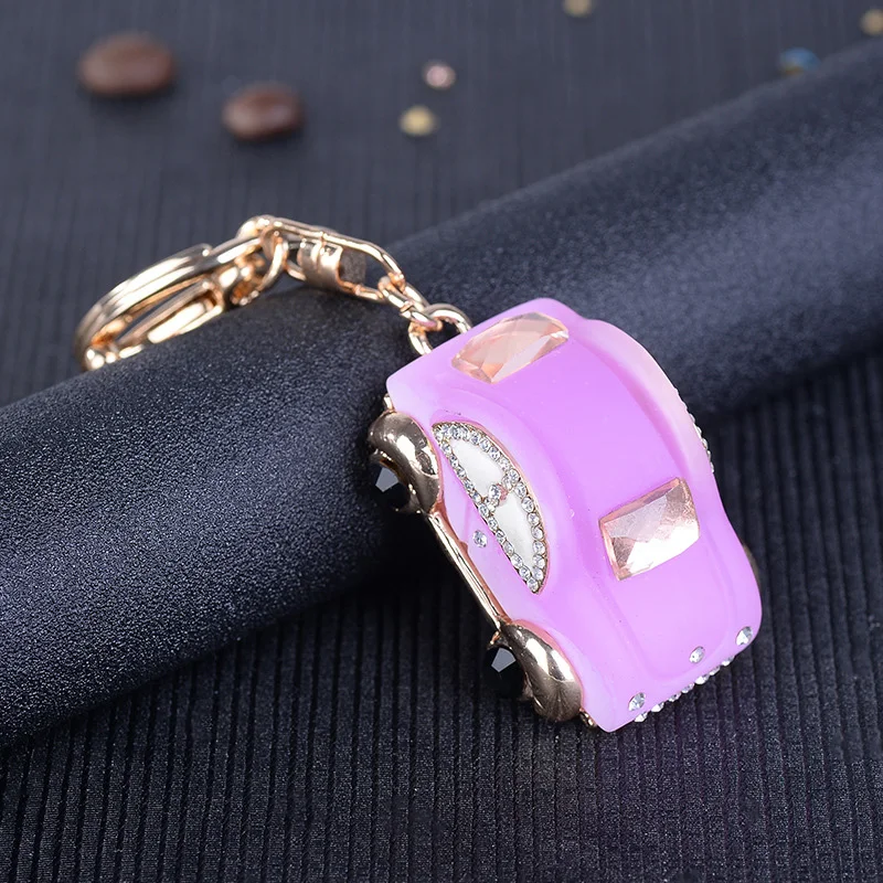 

Grace Jun 2017 New Style Candy Color Resin Rhinestone Crystal Car Shape Key Chain Fashion Keyring Handbag Key Car holder gift