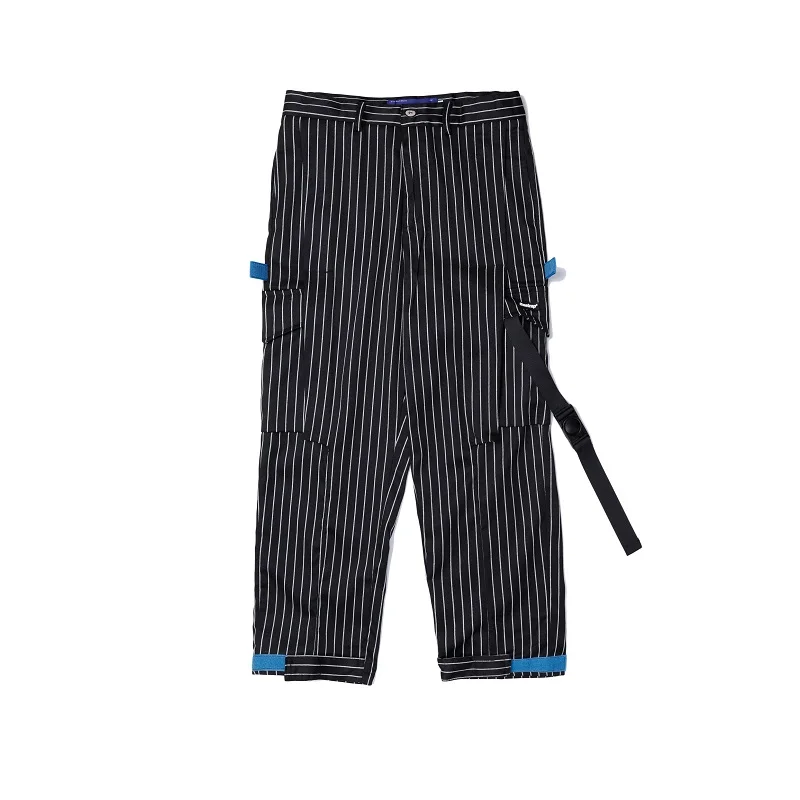 Pants Uncledonjm Для мужчин наборы осенней одежды в полоску в стиде пэчворк, пальто Повседневное прямые штаны шаровары мужской моды лента, тесьма брюки - Цвет: Pants