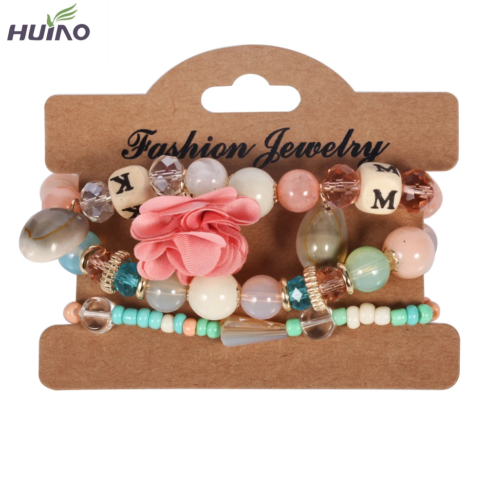 

Bohemia Bead Bracelet&Bangle For Women Multi Colors Leaf Beads Decorative Multi Layers Cuff Bracelet HY-2764