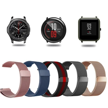 

22mm 20mm Band For Huami Amazfit Bip Strap Pace Stratos 2 Bracelet Wrist Strap Metal Stainless Magnetic Strap Smart Watch Belt