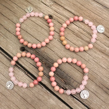 

8mm Natural Stone Beads, Prayer Bracelet, Rhodrochrosite,Rose Quartz,Buddha,JapaMala, Spiritual Jewelry,Meditation,Inspirational