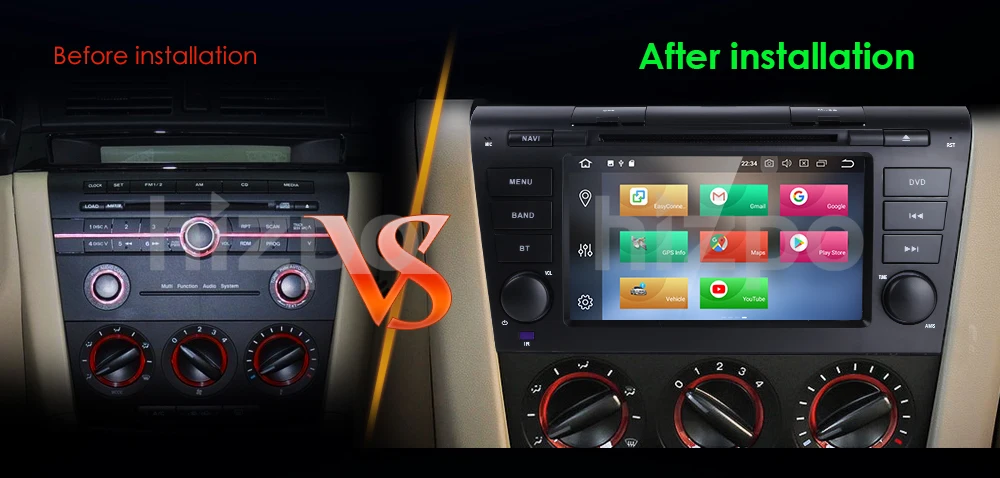 Excellent hizpo Android 8.0 Car DVD Player multimedia stereo navi for Mazda3 mazda 3 2004-2009 gps navigation radio Head Unit wifi dab swc 1
