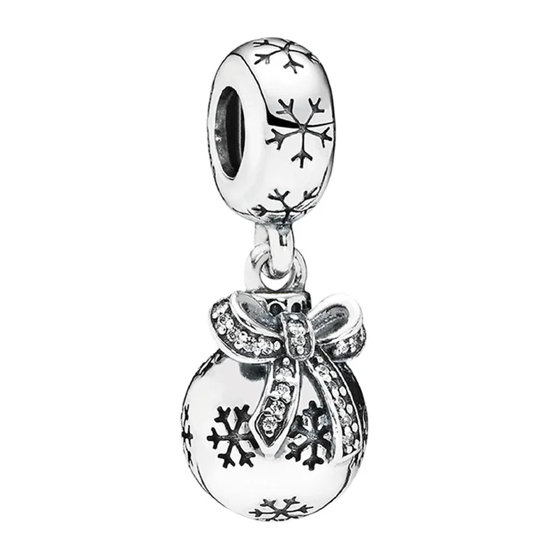 

Authentic 925 Sterling Silver Bead Charm Christmas Ornament With Snowflake Pendant Bead Fit Pandora Bracelet DIY Jewelry