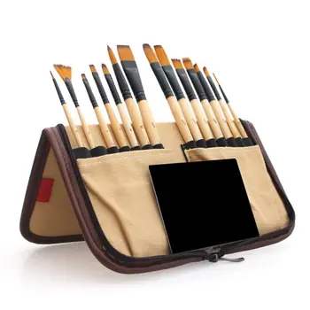

14pcs Paint Brushes Acrylic Watercolor Brush With Pencil Case Storage Bag for School Artists Painting Drawing
