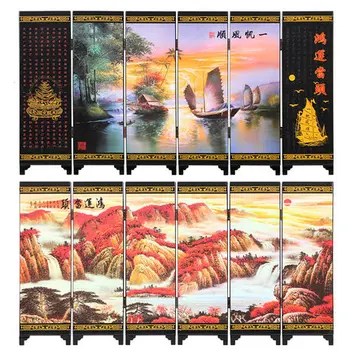 

Office Table MINI Folding Screens 6 Joined Panels Decorative Painting Wood Byobu Opportunity Knocks Lucky Strike