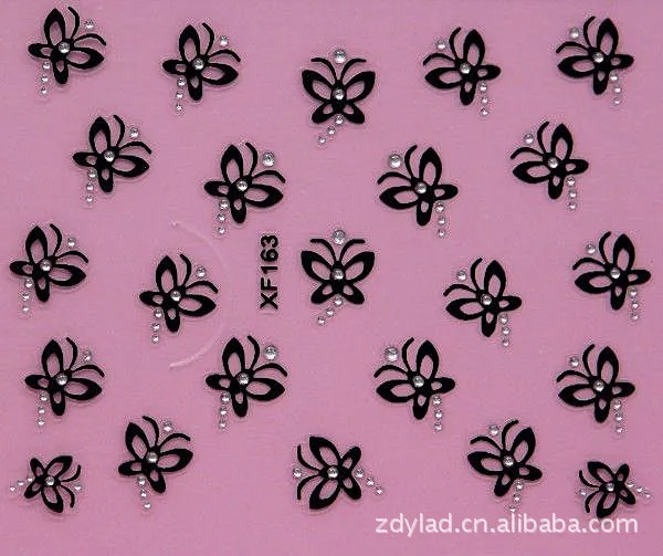 

waterproof Water Transfer Nails Art Sticker fashion 3D butterfly design girl and women manicure tools Nail Wraps Decals XF163