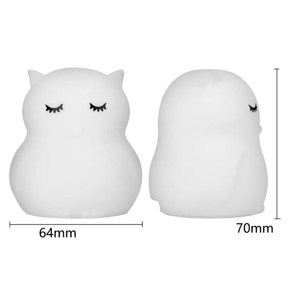  Mini Owl RGB LED Night Light Portable Lighting Cartoon Silicone Bird Night Lamp Bedroom Bedside Lam - 4000113537817