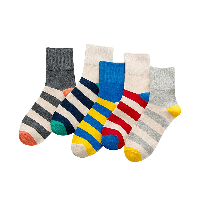 

2018 5 pairs Women Cotton Socks Cute Wide stripe Socks New Print Funny Fashion Casual Harajuku socks Wholesale