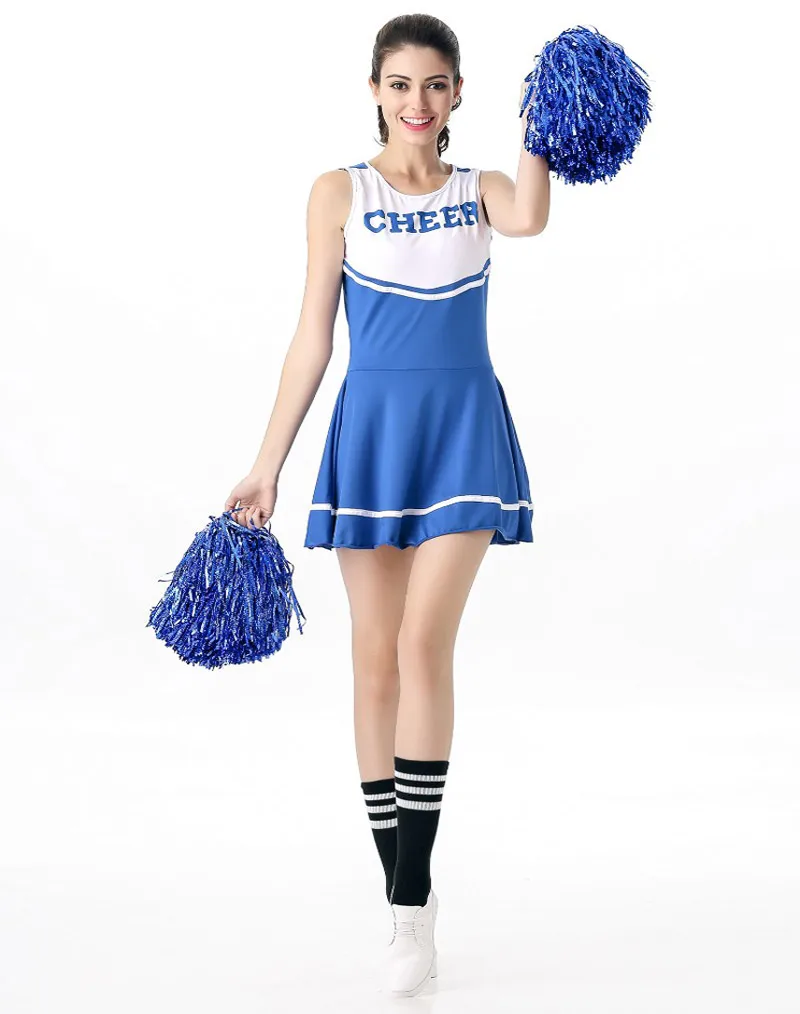 Прямые продажи пикантные High School детский музыкальный лишний Косплэй Набор для чирлидеров пикантная школьница спортивный костюм Чирлидера костюм - Цвет: Синий