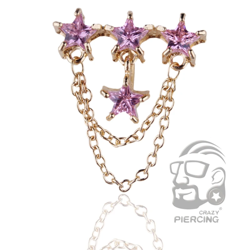 Body Piercing Jewelry Cute Crystal Navel Ring Belly Steel Navel Star