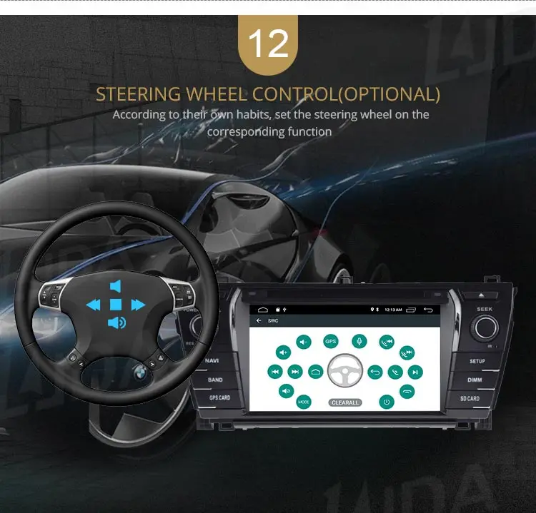 Discount LJDA 2 Din Android 9.1 Car DVD Player For Toyota Corolla 2014 Wifi GPS Radio 2G+16G Quad Cores Multimedia Stereo Mirror Link RDS 15
