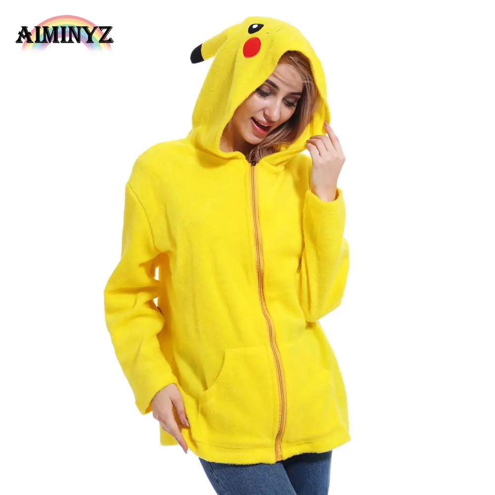 AIMINYZ Hotest Animal Pikachu фланелевая теплая одежда Унисекс Взрослые повседневные толстовки с героями мультфильмов куртка толстовка Косплей для женщин и мужчин