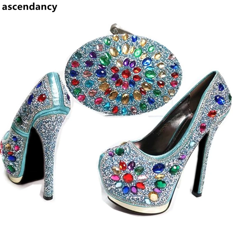 

Italian Women Shoes and Bag Set New Arrival Italian Women Shoe and Bag Set Decorated with Rhinestone African Wedding Shoes Bag