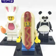 90 шт. haogaole строительные блоки хот-дог человек кролик с морковкой панда человек блок милые животные 71004 Набор Модель Кирпичи игрушки для детей