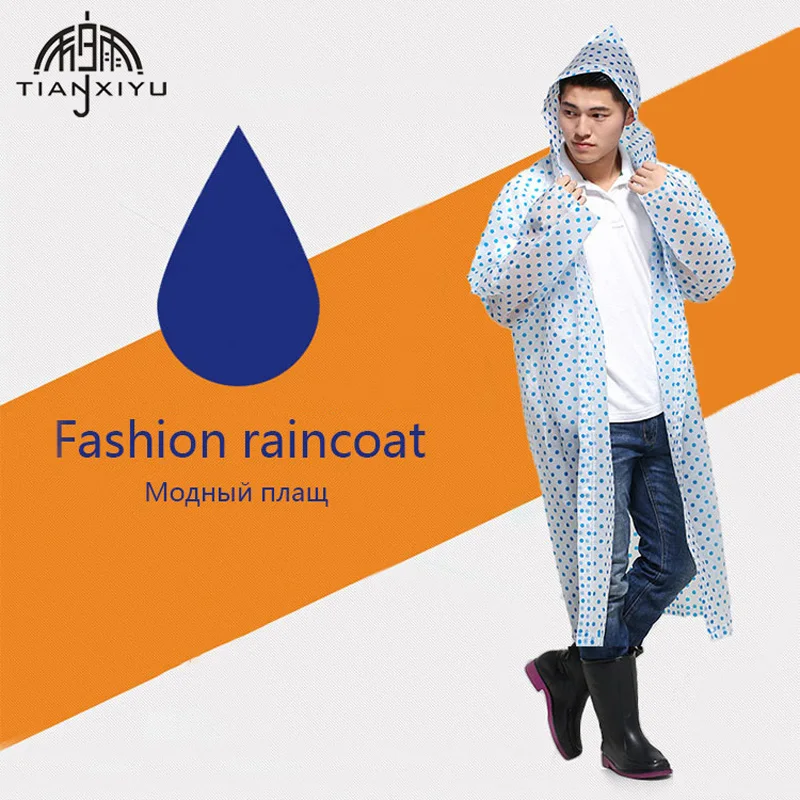 

Transparent Dot Hooded Raincoat Woment Rain Cover Impermeable Men Rainwear Waterproof Suit Travel Riding Rain Ponchos and Capes